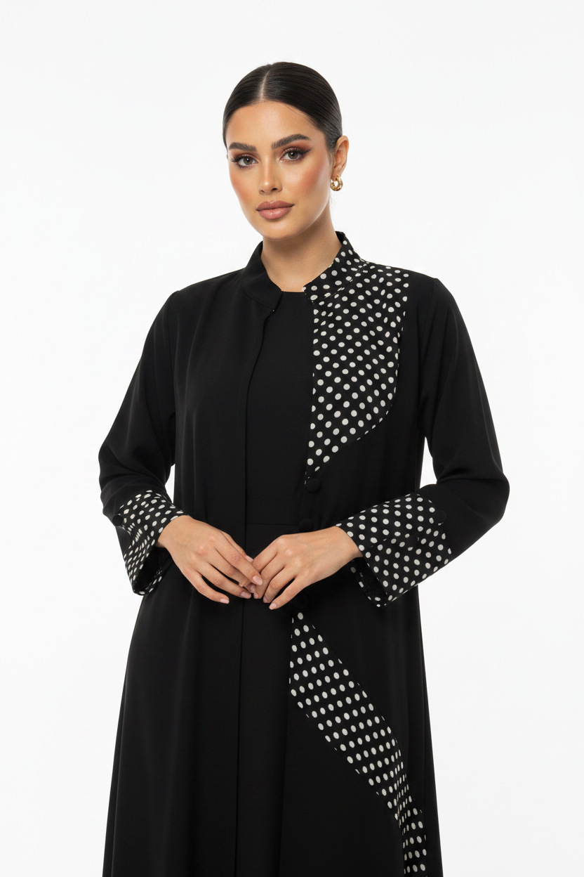 C 2713 Black Polka Dot Abaya