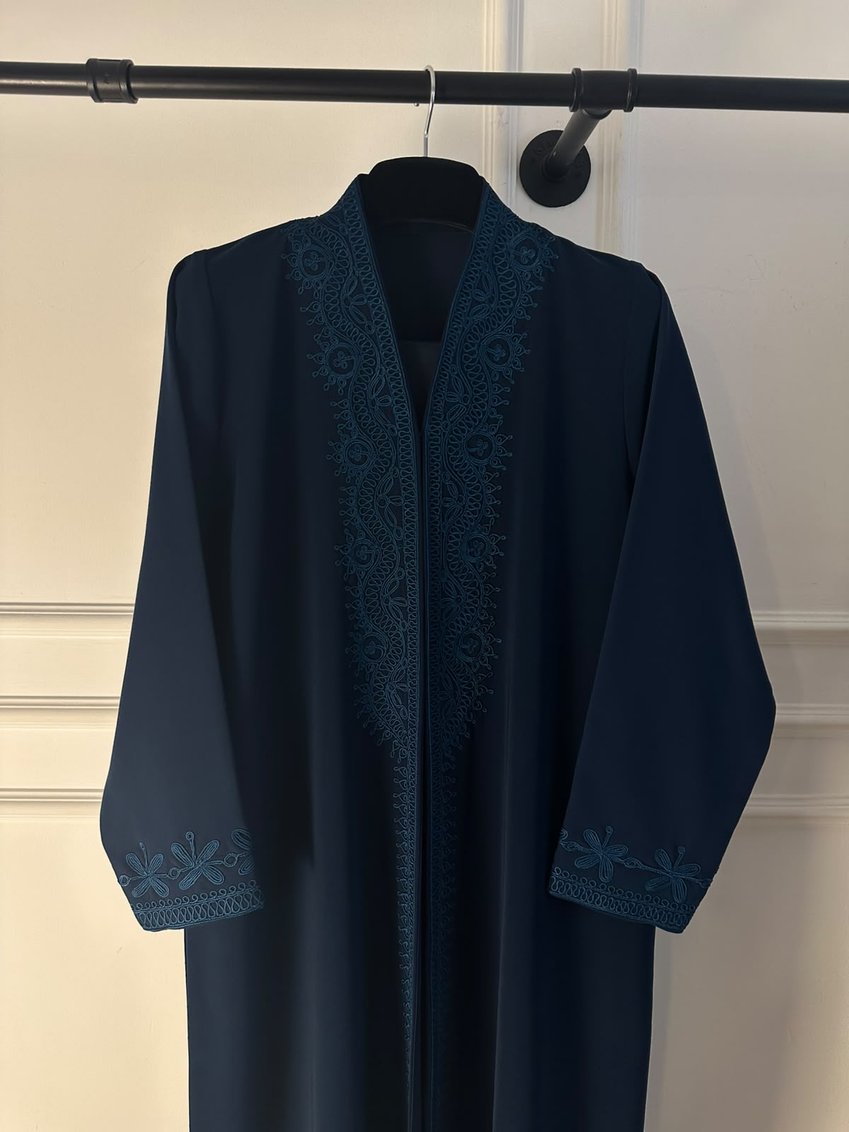 C 2714 Navy Blue Embroidered Abaya