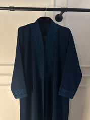 C 2714 Navy Blue Embroidered Abaya