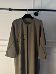 C 2715 Khaki Beaded Abaya