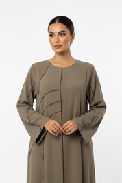 C 2715 Khaki Beaded Abaya