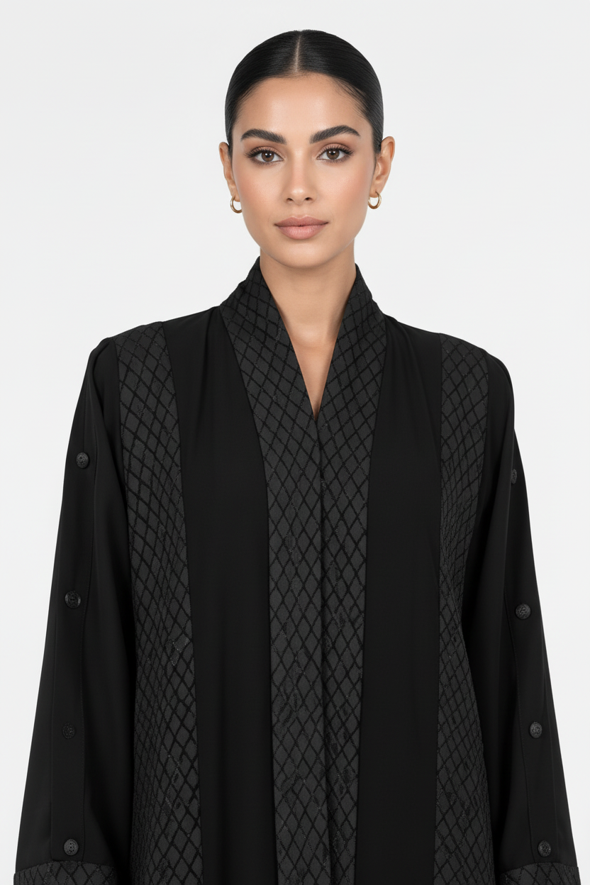 C 2718 Black Chequered Abaya