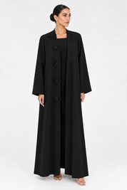 C 2722-02 Black Floral Abaya
