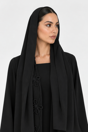 C 2722-02 Black Floral Abaya