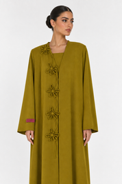 C 2722-03 Mustard Floral Abaya