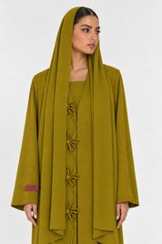 C 2722-03 Mustard Floral Abaya