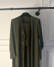 C 2722 Olive Green Floral Abaya