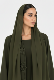 C 2722 Olive Green Floral Abaya