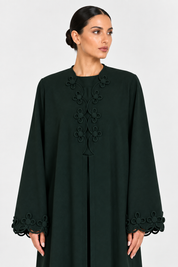 C 2723-03 Forest Green Floral Abaya