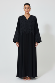 C 2723 Black Butterfly Dantel Abaya