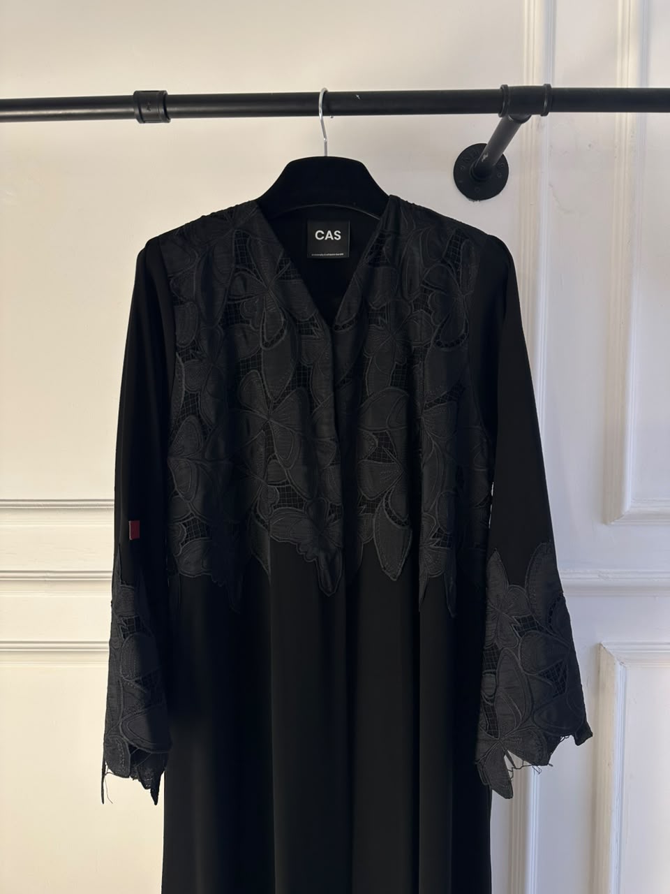 C 2723 Black Butterfly Dantel Abaya