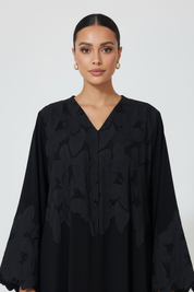 C 2723 Black Butterfly Dantel Abaya