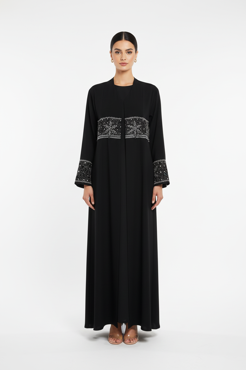 C 2726 Black Beaded Abaya
