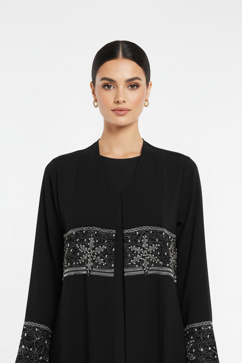 C 2726 Black Beaded Abaya