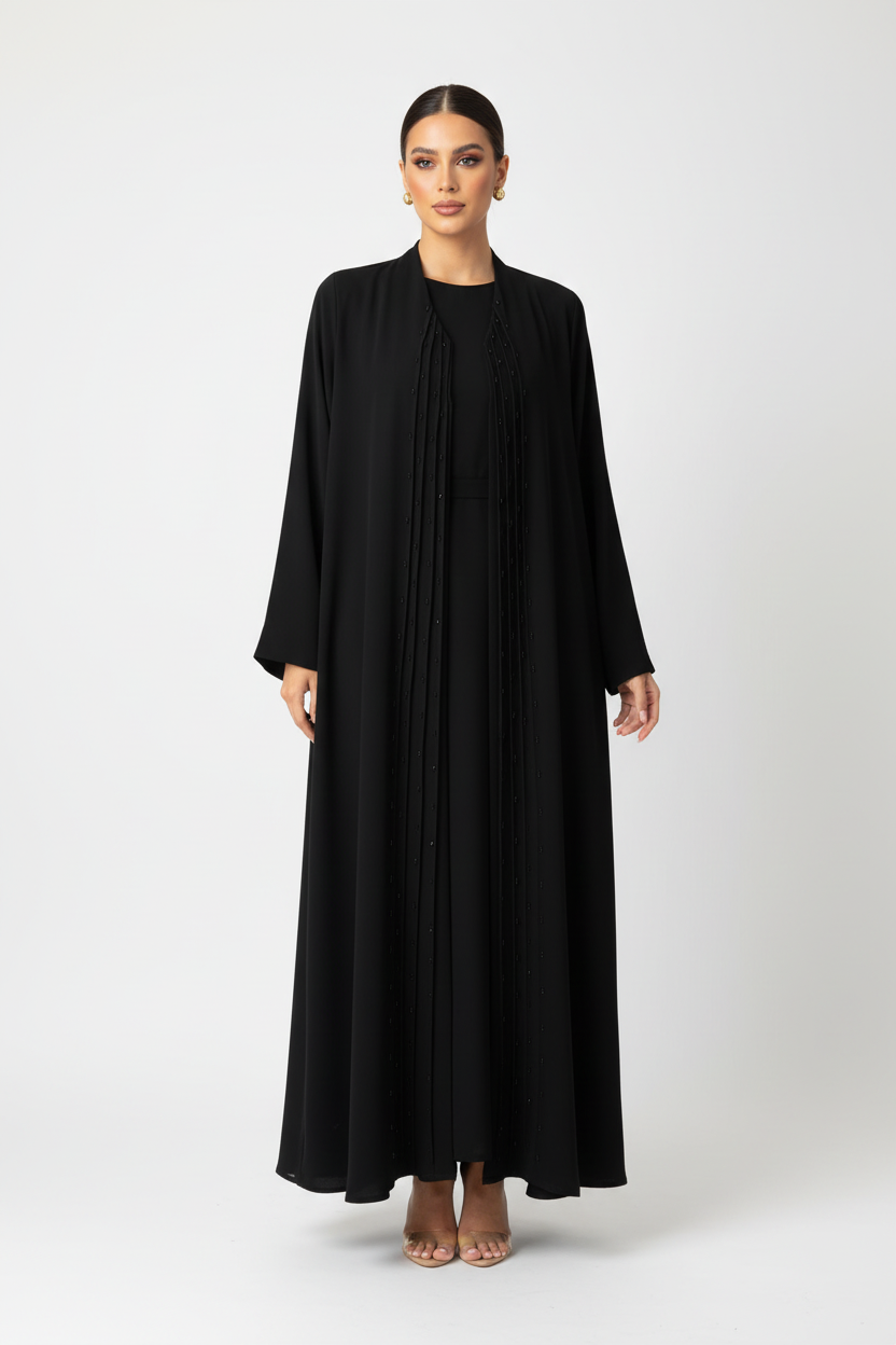 C 2727 Black Beaded Abaya