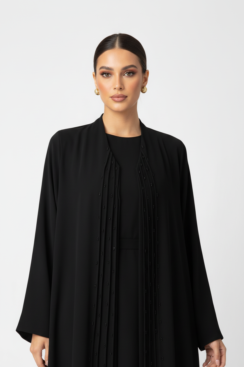 C 2727 Black Beaded Abaya