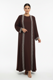 C 2728 Dark Burgundy Embroidered Abaya