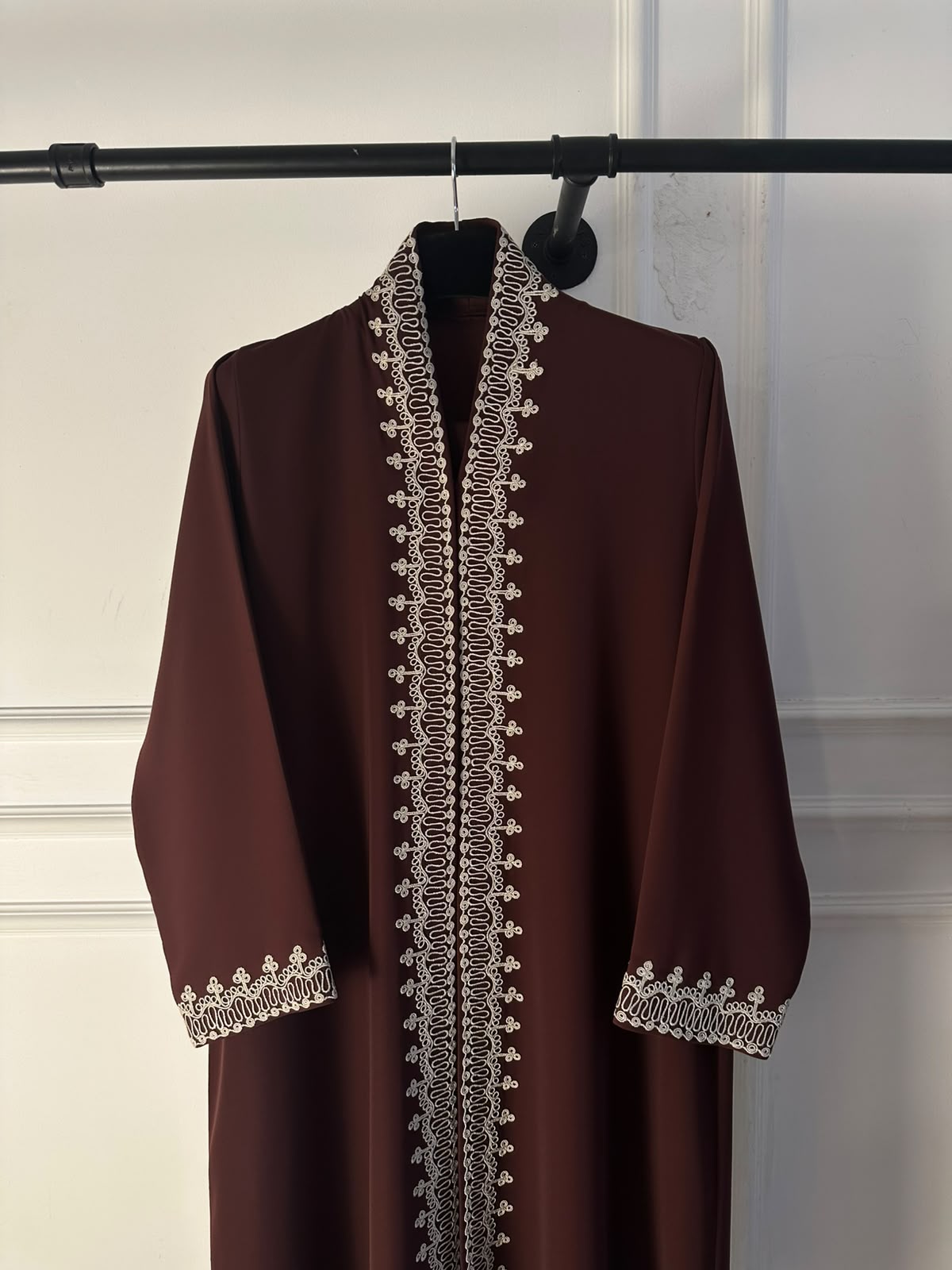 C 2728 Dark Burgundy Embroidered Abaya
