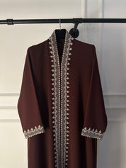 C 2728 Dark Burgundy Embroidered Abaya