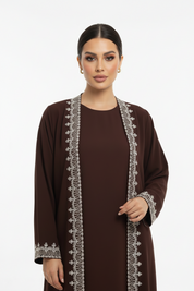 C 2728 Dark Burgundy Embroidered Abaya