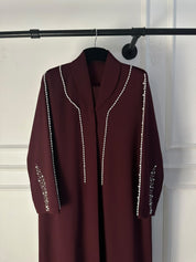 C 2729 Burgundy Beaded Abaya