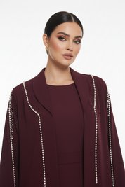 C 2729 Burgundy Beaded Abaya