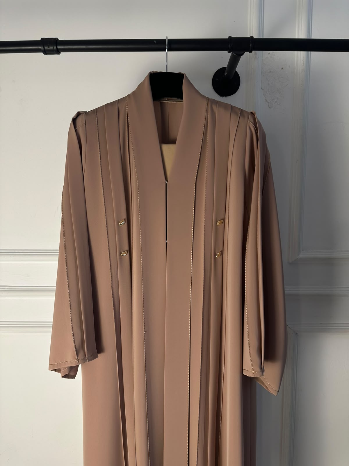 C 2731 Light Taupe Pleated Abaya