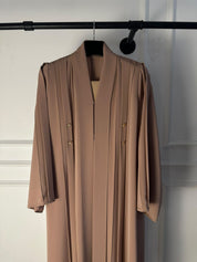 C 2731 Light Taupe Pleated Abaya