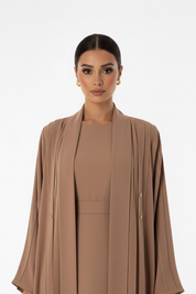 C 2731 Light Taupe Pleated Abaya