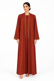 C 2732 Burnt Orange Beaded Abaya