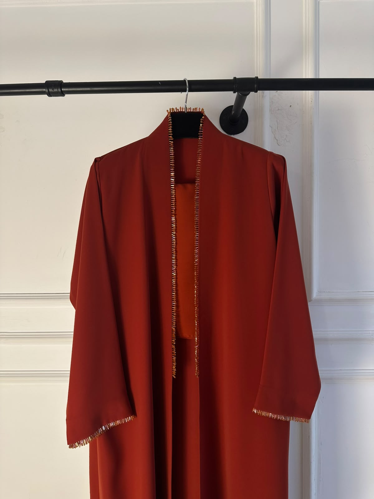 C 2732 Burnt Orange Beaded Abaya