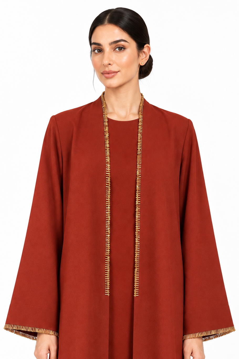 C 2732 Burnt Orange Beaded Abaya