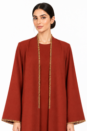 C 2732 Burnt Orange Beaded Abaya