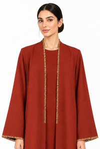 C 2732 Burnt Orange Beaded Abaya - XS / 50