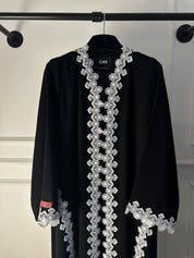 C 2734-01 Black White Lace Abaya
