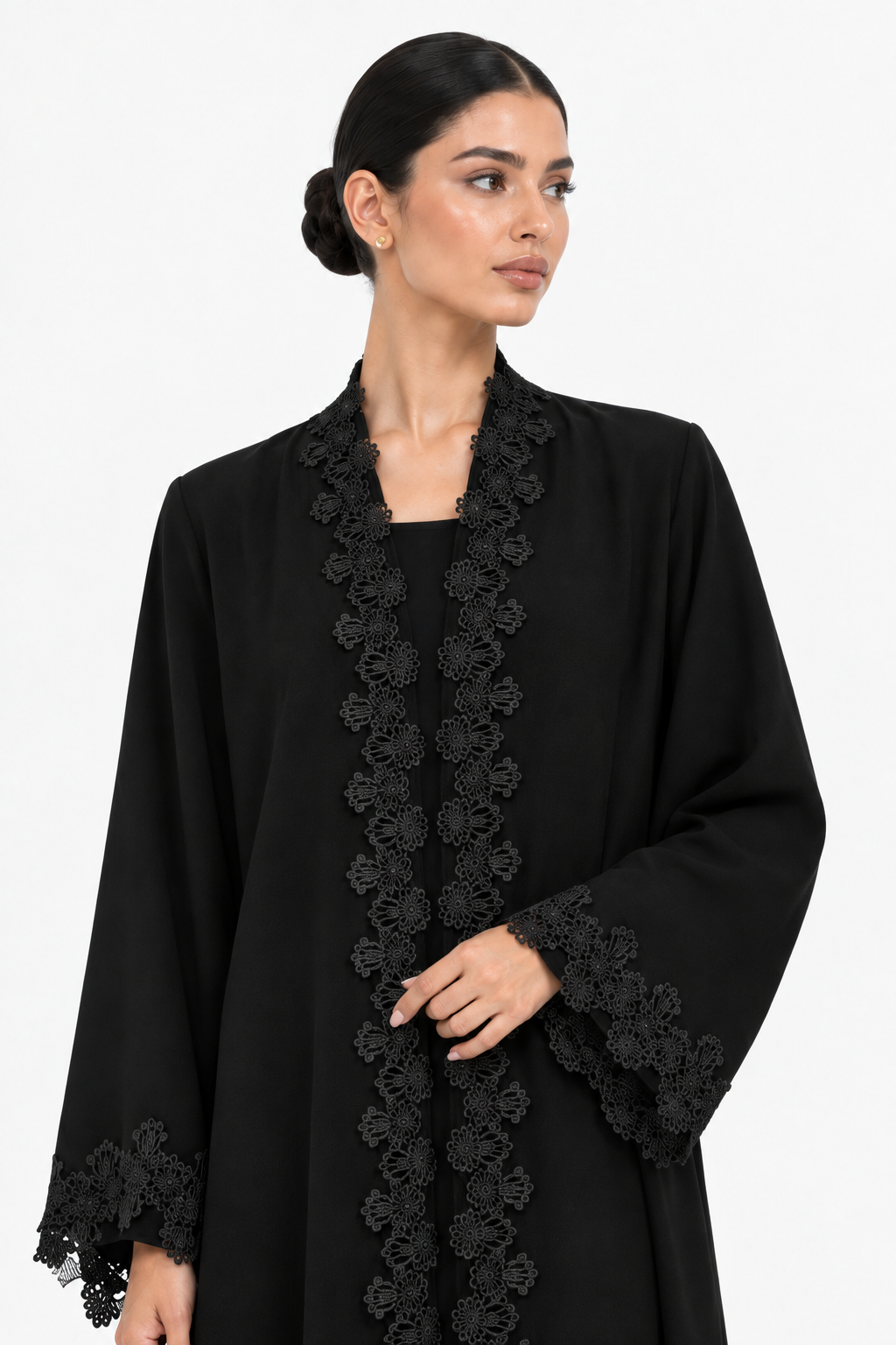 C 2734-02 Black Lace Abaya