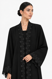 C 2734-02 Black Lace Abaya