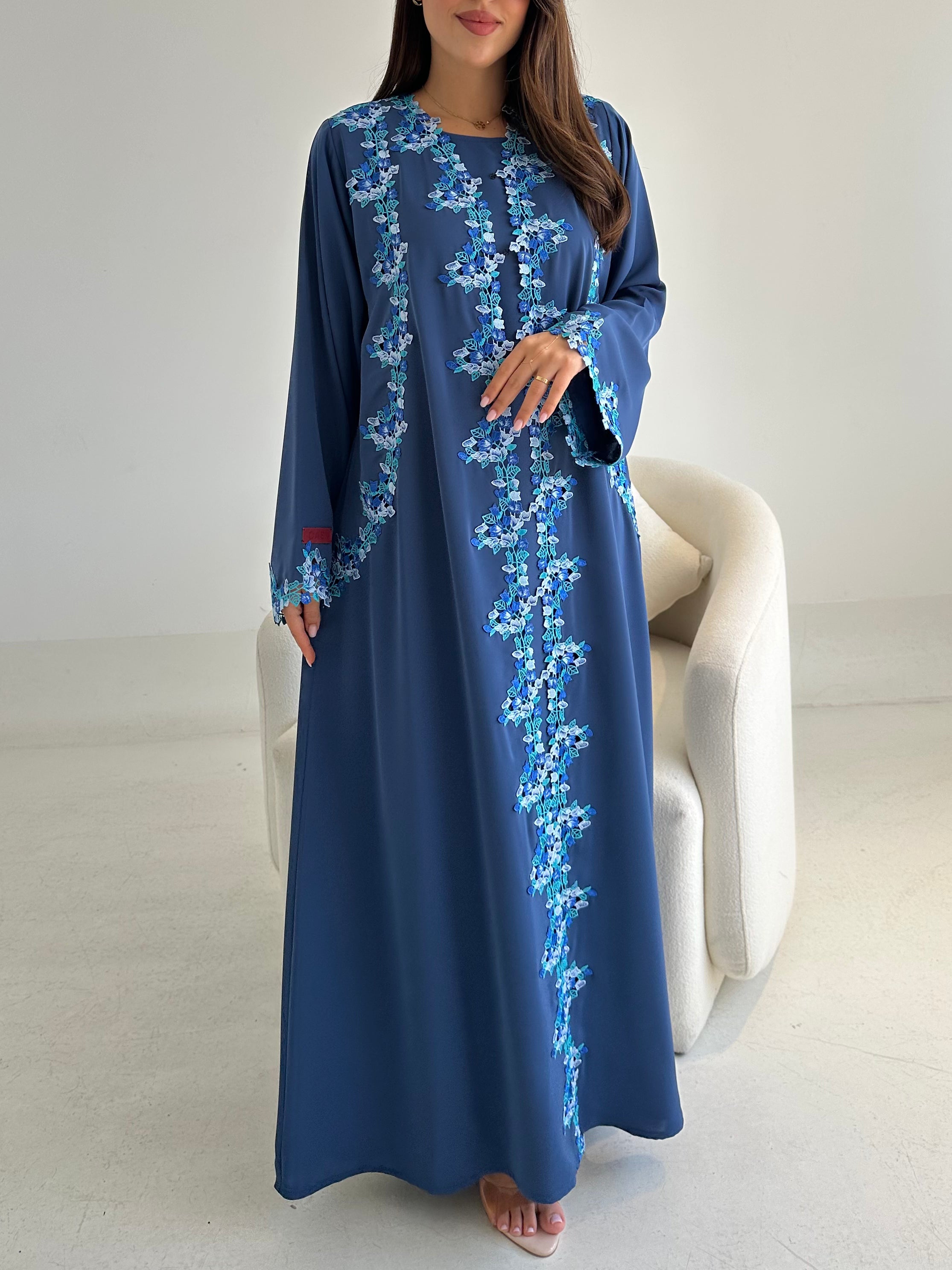 C 2735-02 Twilight Wisteria Lace Abaya