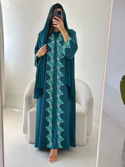 C 2735-03 Cypress Green Lace Abaya