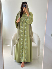 C 2735-05 Greenstone Lace Abaya