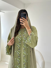 C 2735-05 Greenstone Lace Abaya