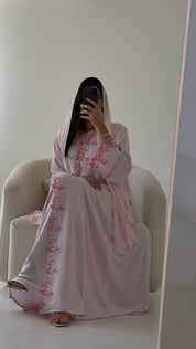 C 2735-06 Rose Quartz Lace Abaya