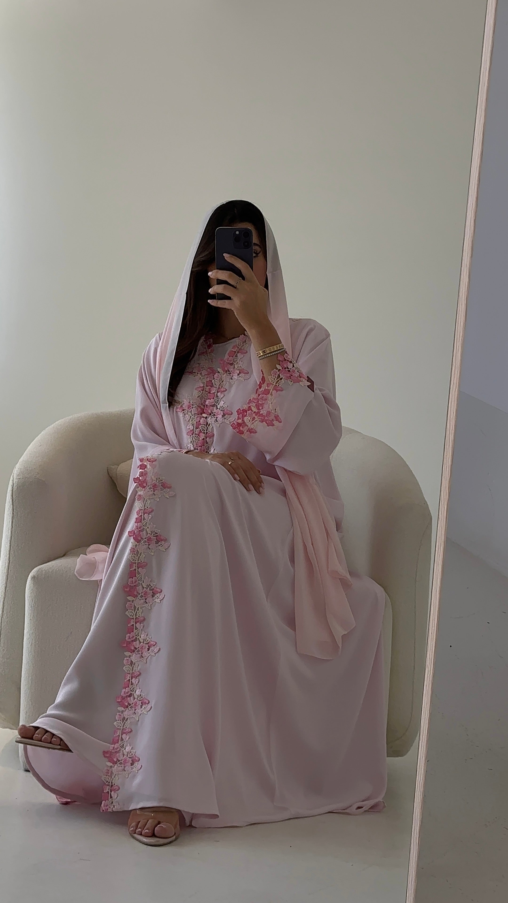 C 2735-06 Rose Quartz Lace Abaya
