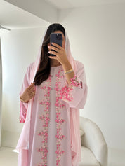 C 2735-06 Rose Quartz Lace Abaya