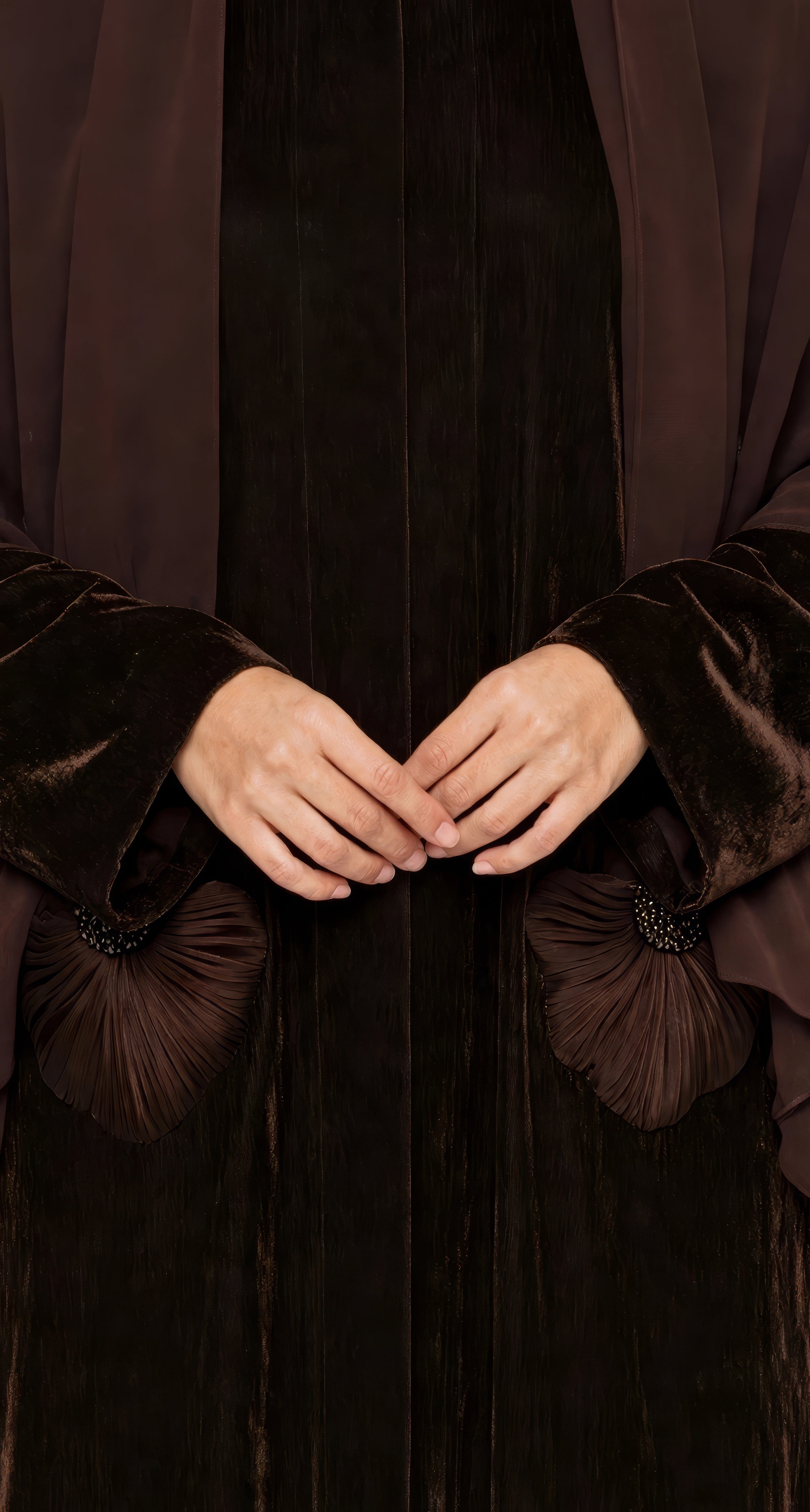 C 2737 Espresso Velvet Amira Abaya