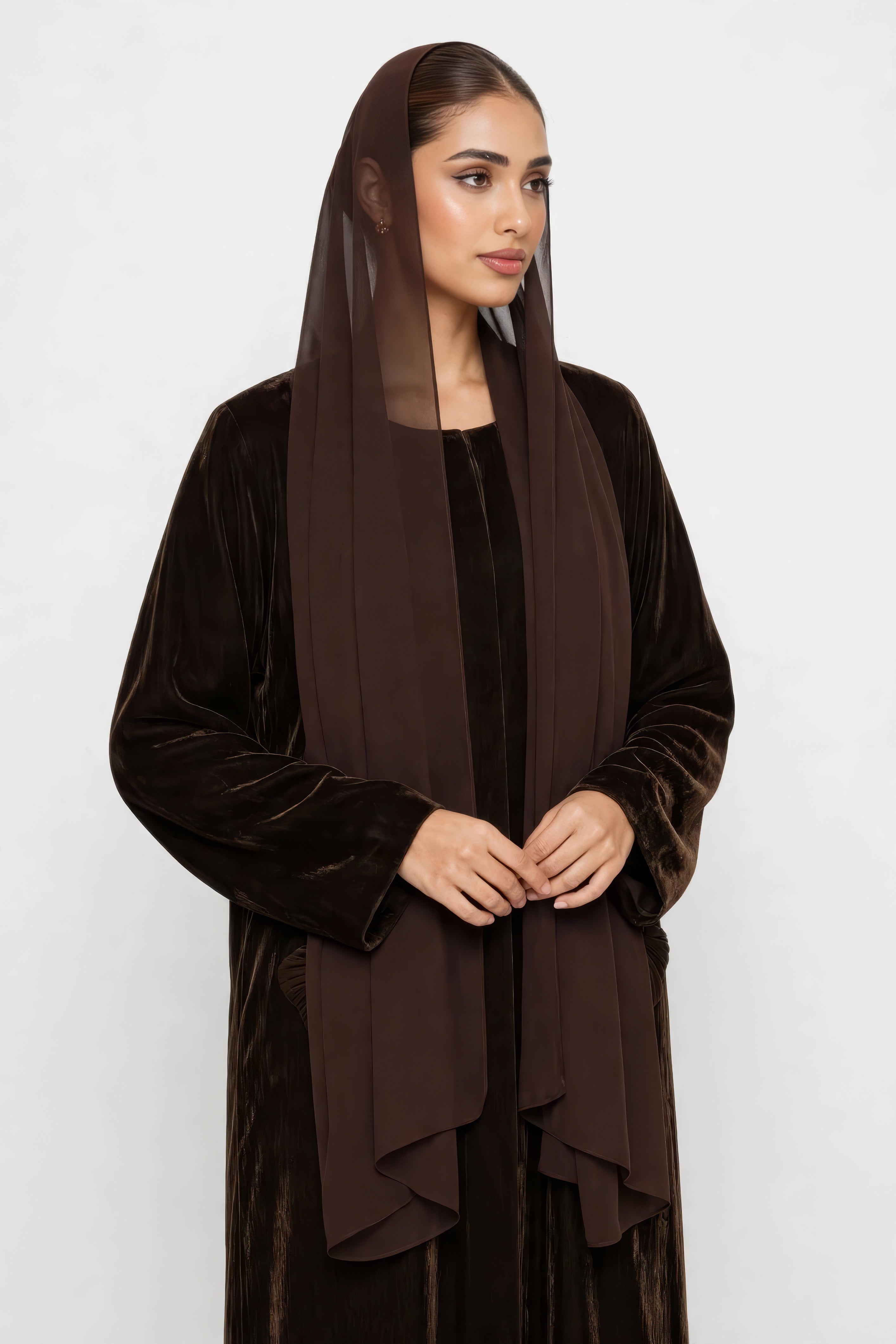 C 2737 Espresso Velvet Amira Abaya