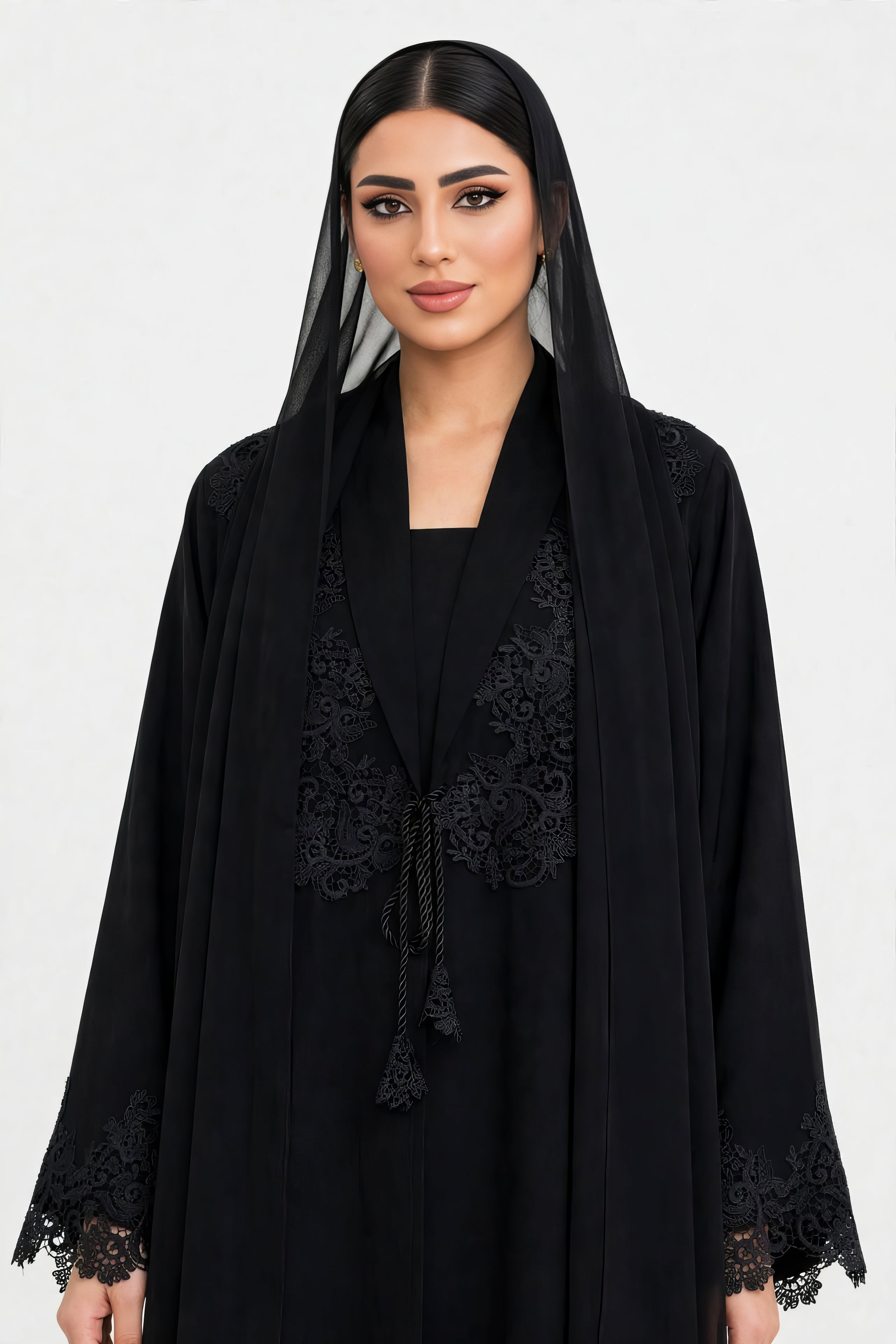 C 2738 Black Lace Abaya