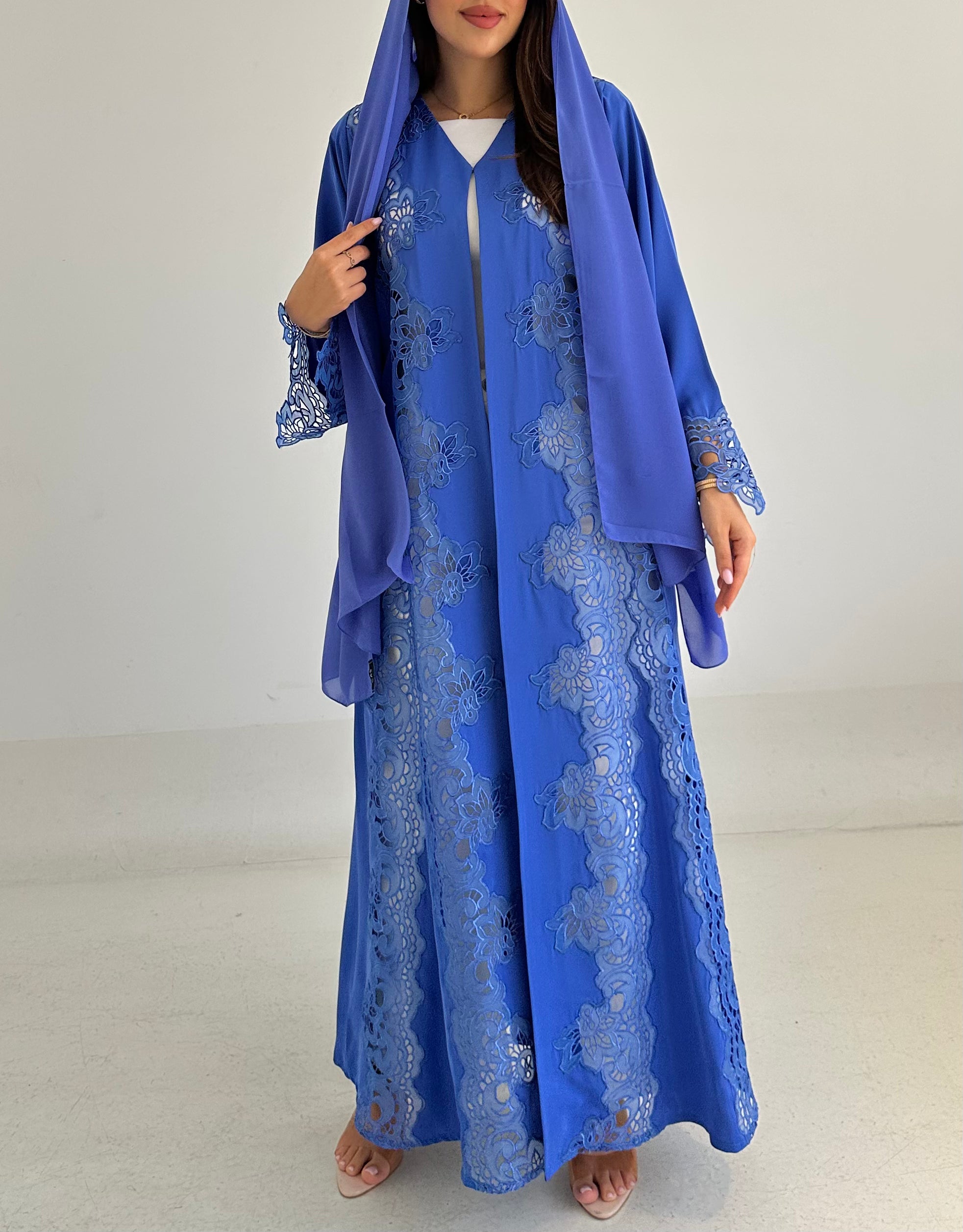 C 2741 Lapis Blue Lace Abaya