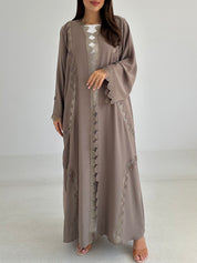 C 2742 Pastel Olive Crystal Lace Abaya