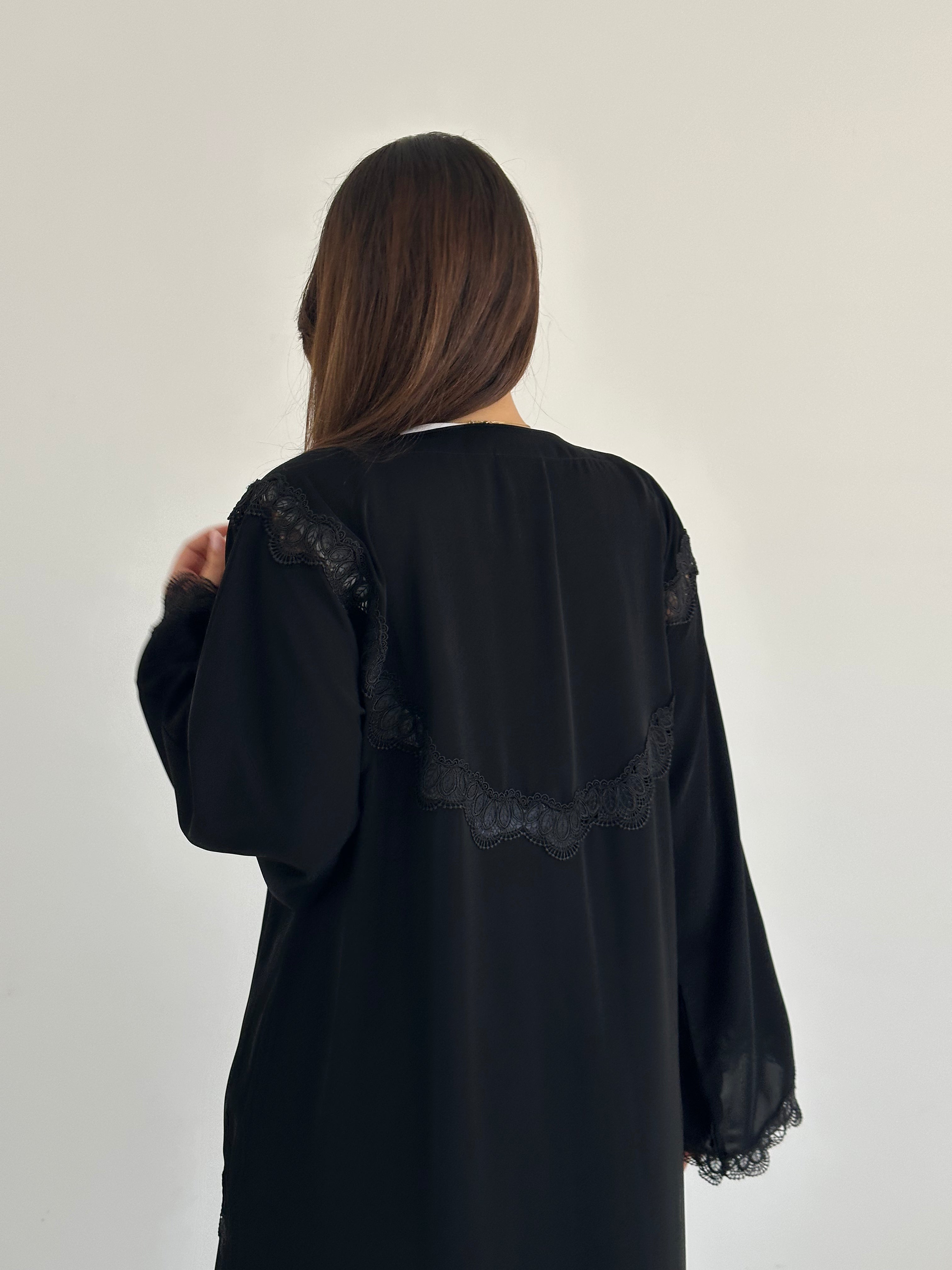 C 2743 Black Lace Abaya